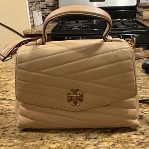 Tory Burch Beige Quilted Satchel
